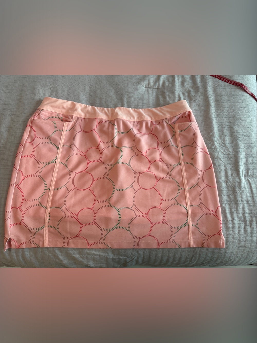 Adidas Pinkish Orange Circle-Pattern Skirt